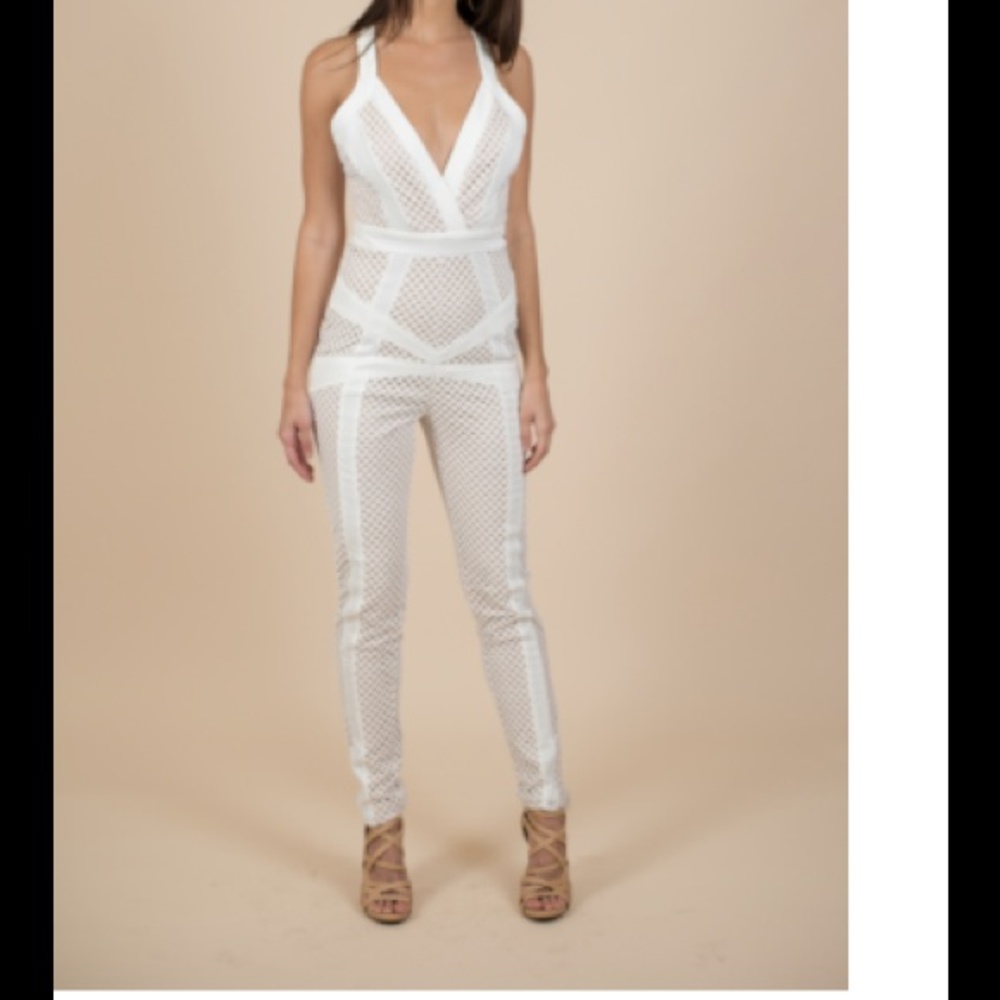 White fishnet jumpsuit